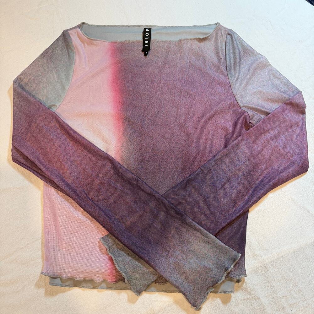 Motel Rocks Pink Mesh Tie-dye Digi Print Long Sleeve Top